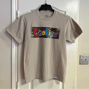 “Cookies” Graphic Logo T-shirt, tan color & Sz Medium